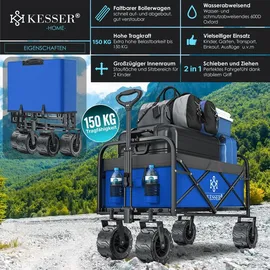 Kesser Bollerwagen mit breiten Reifen blau/grau