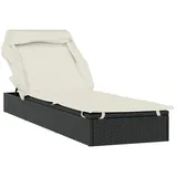 vidaXL Sonnenliege mit Faltdach Schwarz 213x63x97 cm Poly Rattan
