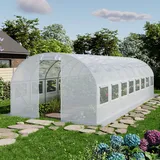 TOOLPORT Foliengewächshaus Gewächshaus 3x8m stabil & langlebig mit Fenster - reißfeste PE Plane 180g/m2 weiß transparent