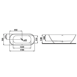Laufen Lua freistehende Badewanne 75 x 170 cm (H2200820000001)