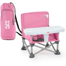 Bright Starts Pop ’N Sit Tragbare Sitzerhöhung, für drinnen und draußen, Bodensitz mit Essenstablett, Pink, 6 Monate - 3 Jahre