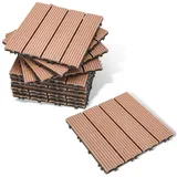 Clanmacy Terrassendielen WPC Terrassenfliesen in Holzoptik Garten Balkon mit Drainagensystem, (110-St) braun