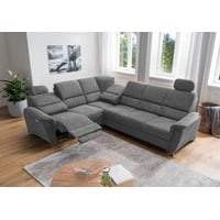 Myhomelando Ecksofa Paris, mit elektronischer Relaxfunktion, Schlaffunktion, USB Anschluß silberfarben