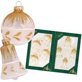 Krebs Glas Lauscha Weihnachtskugeln und Glocken 8-tlg. 8cm