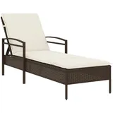 vidaXL Sonnenliege mit Auflage Braun 63x200x81 cm Poly Rattan