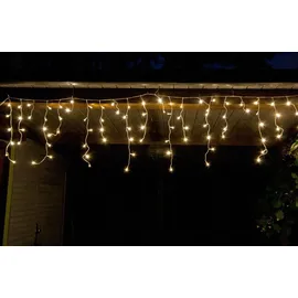 FHS International LED Eisregen Lichterkette 168 LEDs, 4 m, Timer außen 168er