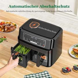 circlio Heißluftfritteuse 2 Kammern 10L schwarz