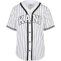 Karl Kani Baseball Shirt Sweatshirt Serif Pinstripe Weiß L