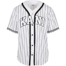 Karl Kani Baseball Shirt Sweatshirt Serif Pinstripe Weiß L