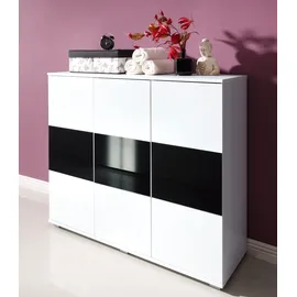 Priess Hochkommode 123 x 103 x 38 cm Schwarz/Weiß