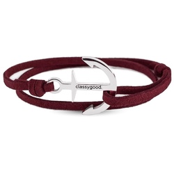 CLASSY GOOD - Anker Armband - silber dunkelrot