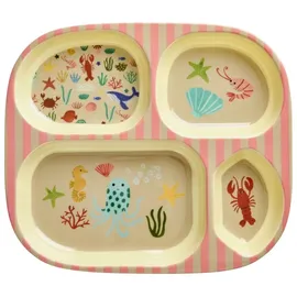 Rice Kinderteller 24 x 21 cm Coral/Ocean Print 4er Set