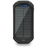 MikaMax QI Solar Powerbank 20.000 mAh (20000 mAh, 10 W, 10 Wh), Powerbank, Schwarz
