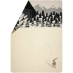 Fussenegger Kuscheldecke  Silvretta Hirsch im Wald rohweiß