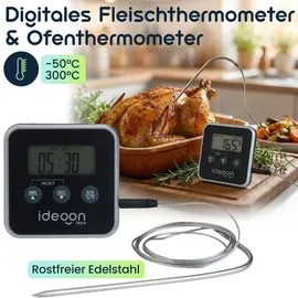 ideoon Grillthermometer 19 cm rostfrei schwarz