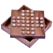 Logoplay Solitär - Solitaire - Denkspiel - Knobelspiel - Geduldspiel - Logikspiel aus Holz mit Kugeln