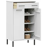 VidaXL Schuhschrank OSLO mit Metallbeinen Weiß Massivholz Kiefer