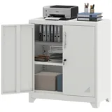 YITAHOME Aktenschrank Abschließbar, Metallschrank mit 2 Verstellbare Einlegeböden, Büroschrank Stahlschrank mit Belüftungslöcher für Arbeitszimmer Büro Garage Schule, Weiß, 80 x 40 x 90cm