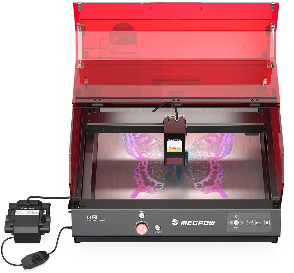 Mecpow X4 Pro 22W Lasergravurmaschine mit eingebauter Kamera, Acryl-Schutzhülle und FDA-Klasse-1-Zertifizierung