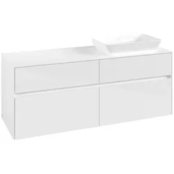 Villeroy & Boch Waschtischunterschrank „Collaro“ 1400 × 548 × 500 mm Glossy White, ohne Beleuchtung, für Becken rechts