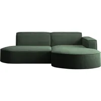 Kaiser Möbel, Ecksofa, Schlafsofa, Sofa Modena Studio Parma, Modern Design Couch, Polsterecke, Freistehend Sofa Wohnzimmer -Stoff Dicker Cord Poso Dunkelgrün Rechts