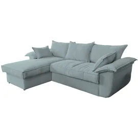 KAWOLA Sofa DAMETO Ecksofa Bettsofa Schlafsofa mit Stauraum Cord hellblau