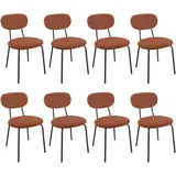LEWE Esszimmerstühle 8er Set, Stapelbar Polsterstühle, Moderne Küchenstühle mit Unabhängige Rückenlehne, Kleine Runde Metallseitenstühle für Esszimmer, Küche, Restaurant, Schlafzimmer