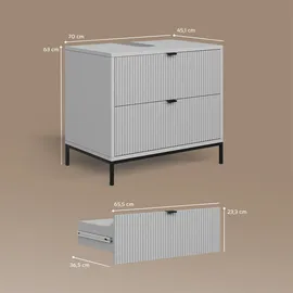 livinity® Waschbeckenunterschrank Aterno, Grau, 70 x 63 cm mit 2 ausziehbaren Schubladen