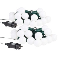 Lunartec Party-Lichterkette LED: 2er-Set LED-Lichterkette mit je 20 Lämpchen, 1,2 W, warmweiß, IP44 (Outdoor Lichterkette Glühbirne, Partybeleuchtung Lichterkette, Lichterschlauch)