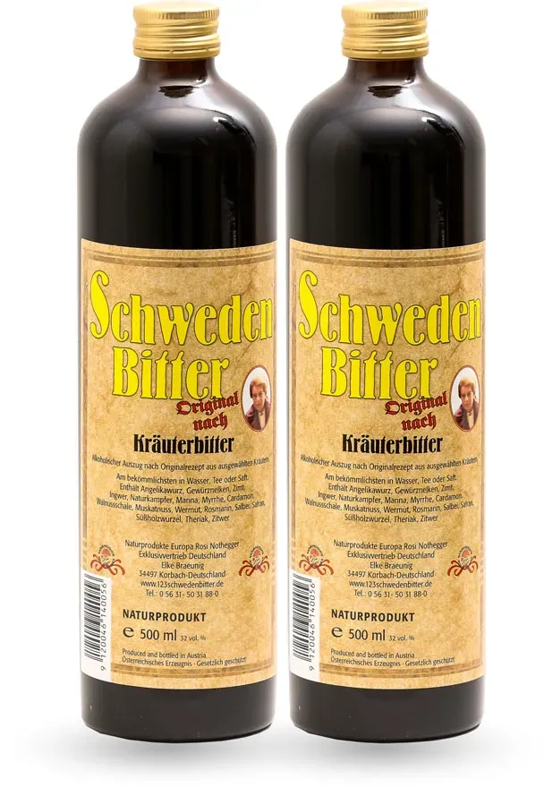 Schwedenbitter (2 x 500 ml, 32 % vol. Alkohol) Originalrezept nach Maria Treben ...