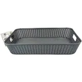 EDCO Aufbewahrungskorb AUFBEWAHRUNGSKORB 35x25x6,5cm Kunststoff Rattan-Optik 03 (Grau), Körbchen Ablagekorb Kiste Korb grau