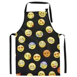 Ferocity Kinderschürze Jugend Malschürze Kunstkittel Kochschürze Apron Teenageralter Werkschürze Emoji Black [074] - 60 - 44 cm