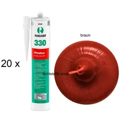 20 x Ramsauer 330 Hitzefest Silikon braun 1K Dichtstoff 310ml Kartusche