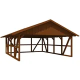 SKANHOLZ Skan Holz Carport Schwarzwald m. Dachschalung u. Rückwand 684 x 772 cm Nuss