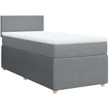 vidaXL Boxspringbett mit Matratze Hellgrau 100x200 cm Stoff