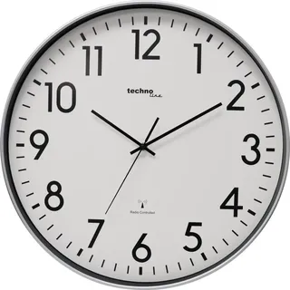 Technoline XXL Funkwanduhr WT8998, 50 cm, Bahnhofsuhr, XXL Wanduhr,Silber