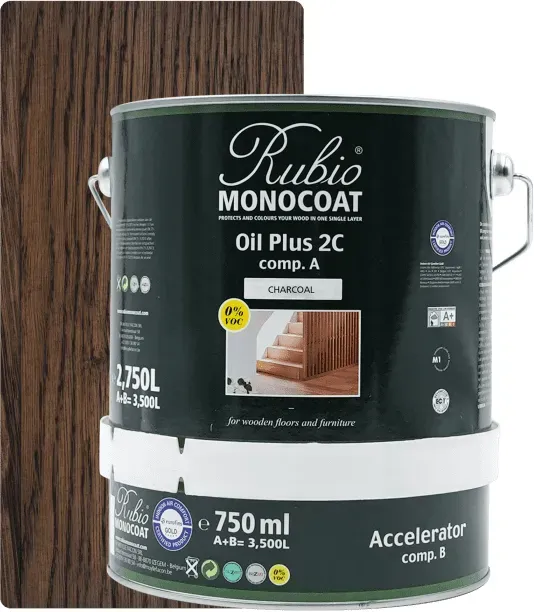 Rubio Monocoat Set Oil Plus 2C Charcoal 3500ml (A+B) - 3500ml [140m2]
