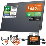 Solarway Balkonkraftwerk 880W / 800W Solaranlage Steckerfertig WIFI Komplettset Photovoltaik Anlage
