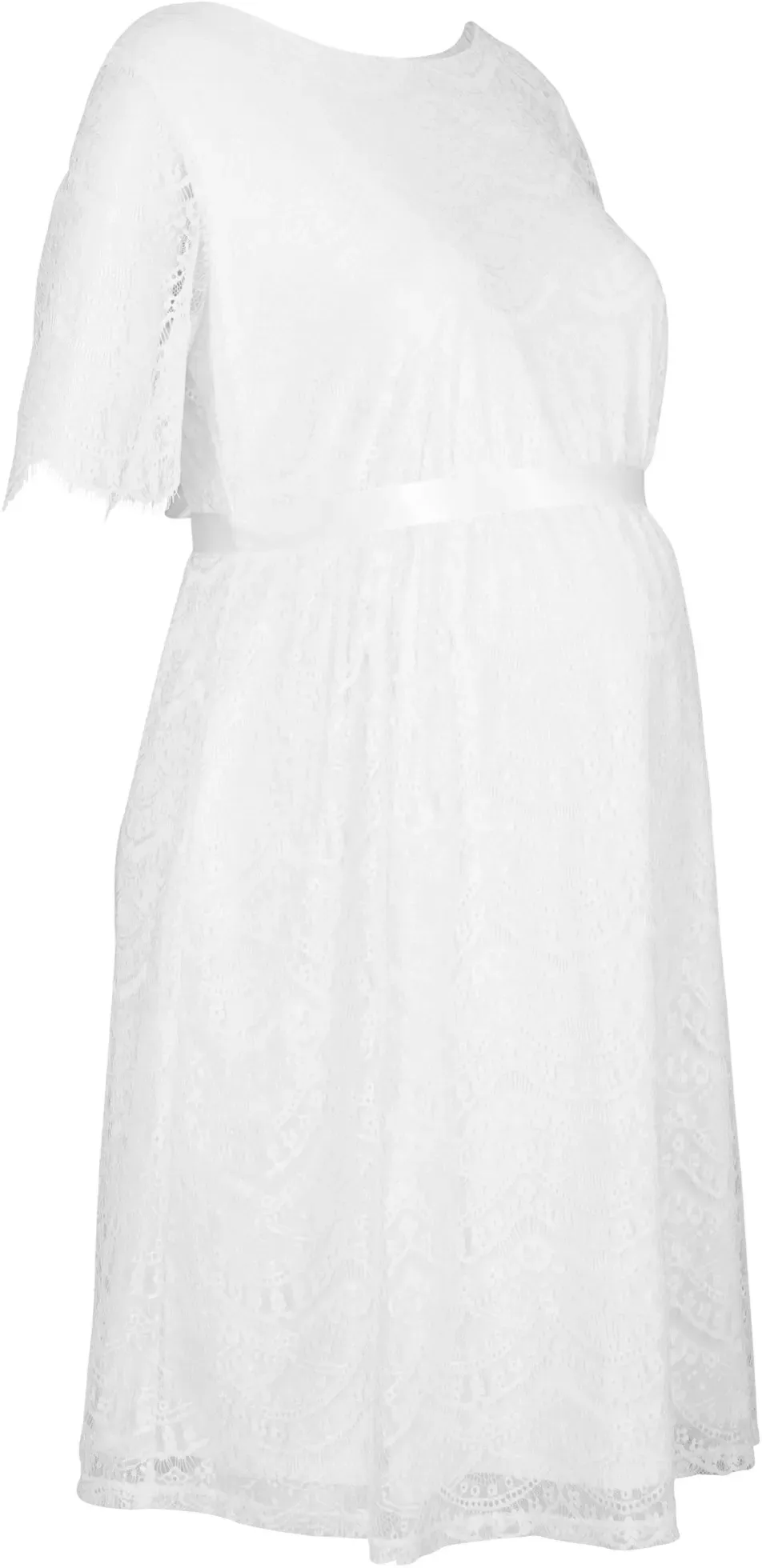 Umstands-Hochzeitskleid aus Spitze, Kurzarm