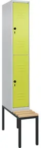 C+P Doppelstock-Spind Classic PLUS, Bank, 1 Abteil, 2120x300x815mm, 7035/0024 Verschluss Sicherheits-Drehriegel Sitzbanktyp untergebaut Material Sitzfläche Buche-Hartholz