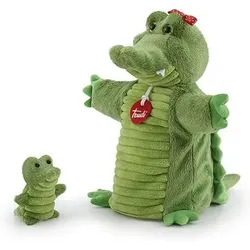 TRUDI 29869 Handpuppe Krokodil mit Baby ca. 24cm