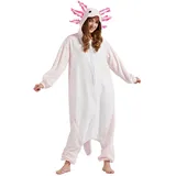 AKAAYUKO Damen Karneval Kostüm Pyjama Herren Weihnachten Halloween Jumpsuit Schlafanzug Tiere Onesie Overall Nachtwäsche Faschingskostüme Molch - S