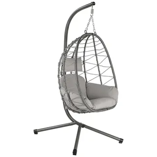 HinHocker Hängesessel mit Gestell, Grau, Hängeschaukel für Indoor und Outdoor Schaukelstuhl, | HinHocker