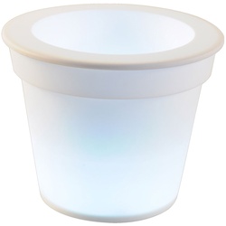 Solar LED Blumenkübel Blumentopf Blumentopf leuchtend Solar Blumentopf Beleuchtung, weiß satiniert, Akku LED neutralweiß, H 19 cm