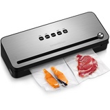 Bonsenkitchen Vakuumierer, vakuumiergerät sous vide mit cutter, vakumierergerät inkl. 5 Beutel Folienbeutel + 1 Rolle Folienrollen, Schlauch für Vakuumbehälter, VS3802 (Schwarz)