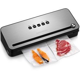 Bonsenkitchen Vakuumierer, vakuumiergerät sous vide mit cutter, vakumierergerät inkl. 5 Beutel Folienbeutel + 1 Rolle Folienrollen, Schlauch für Vakuumbehälter, VS3802 (Schwarz)