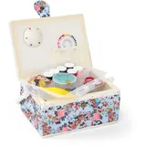 NOTIONSLAND Nähkörbe für Zuhause, mittelgroße Nähbox zur Aufbewahrung und Organisation, Nähkorb mit Zubehör, Geschenk für Weihnachten, Erntedank, Muttertag (Himmelblau)