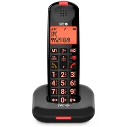 SPC Comfort Kairo - Schnurloses Festnetztelefon für Senioren mit großen Tasten, verstärktem Ton, hörgerätekompatibel und Anrufsperre - Schwarz