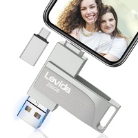 USB Stick 256GB für Phone,Levida Speicherstick,Photostick,Externer Speicher 4 in 1,Fotostick 3.0,Flash Drive für Handy,iOS,Android,Pad,Laptop,Pc(Mobile Memory,Automatic Photo Backup),Hellsilber