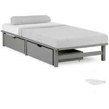 Homestyle4u Holzbett 90 x 200 cm Grau